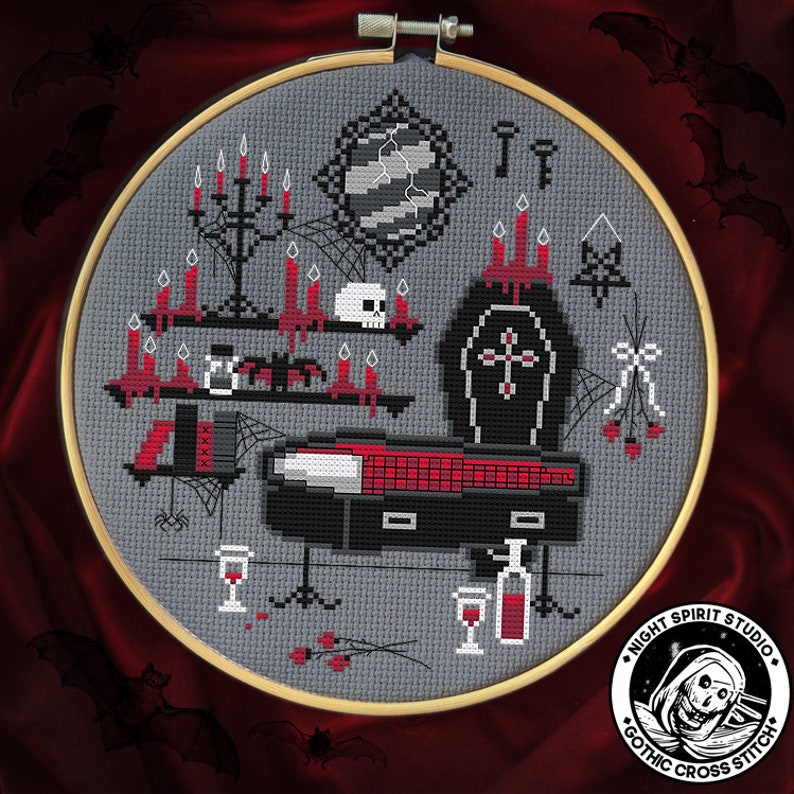 The Vampire Den Gothic Cross Stitch Pattern Gothic Shelf - Etsy Canada