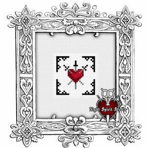 Three of Swords Cross Stitch Pattern — Tiny Gothic Tarot (PDF)