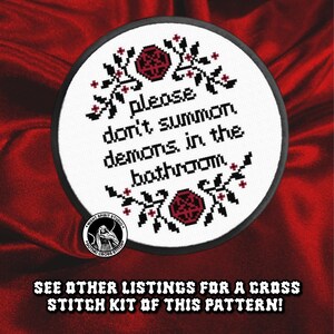 Please Don't Summon Demons Cross Stitch Pattern | Funny Gothic Decor (PDF) image 4