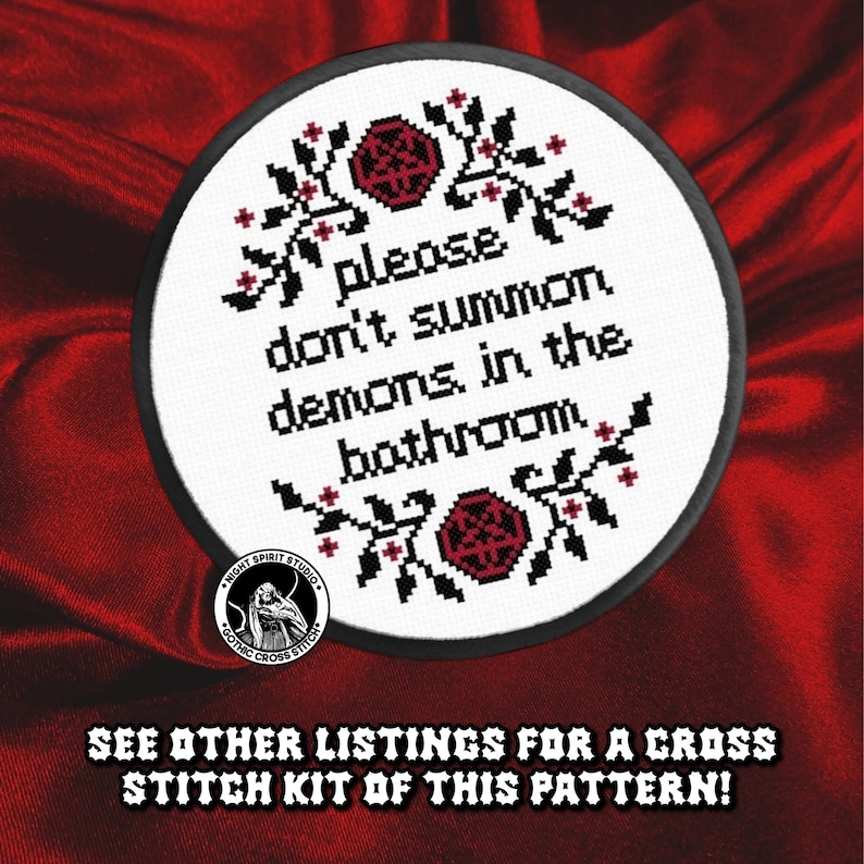 Please Don't Summon Demons Cross Stitch Pattern | Funny Gothic Decor (PDF) image 4