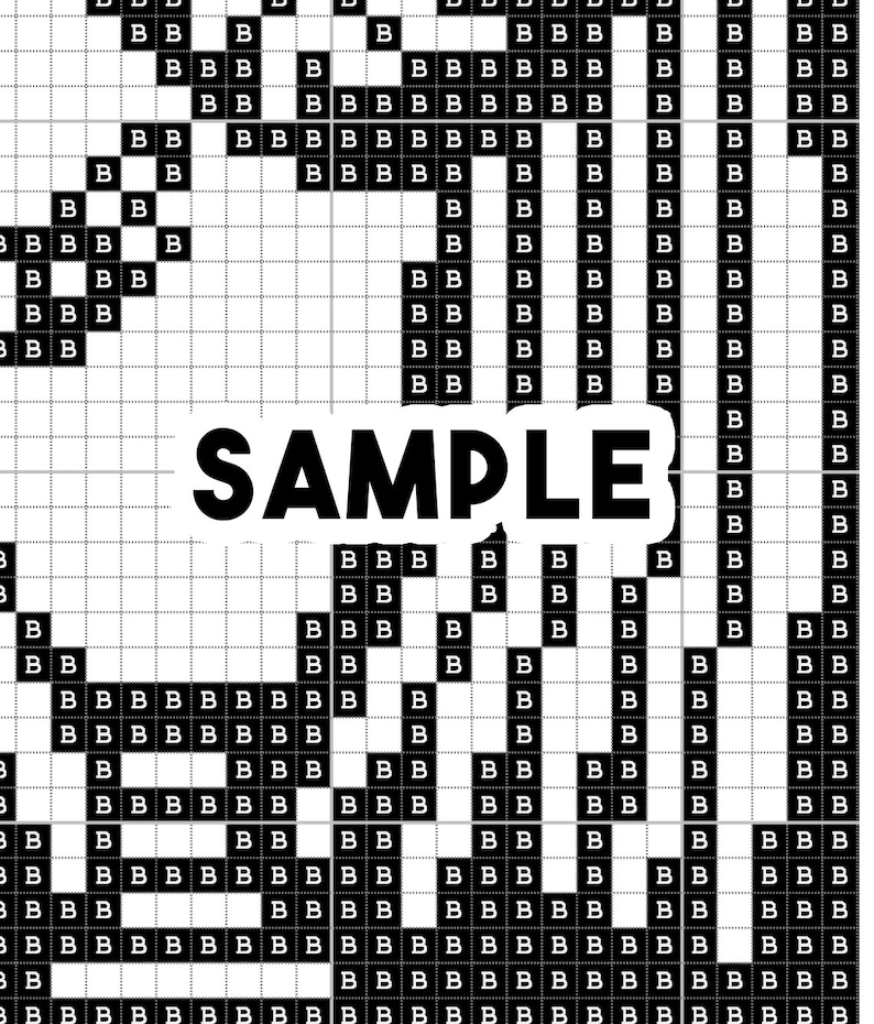 May include: Black and white pixel art design with the word "SAMPLE" in bold, black letters.