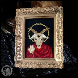 Saintly Goat Baphomet Cross Stitch Pattern: Gothic Satanic Altar (PDF)
