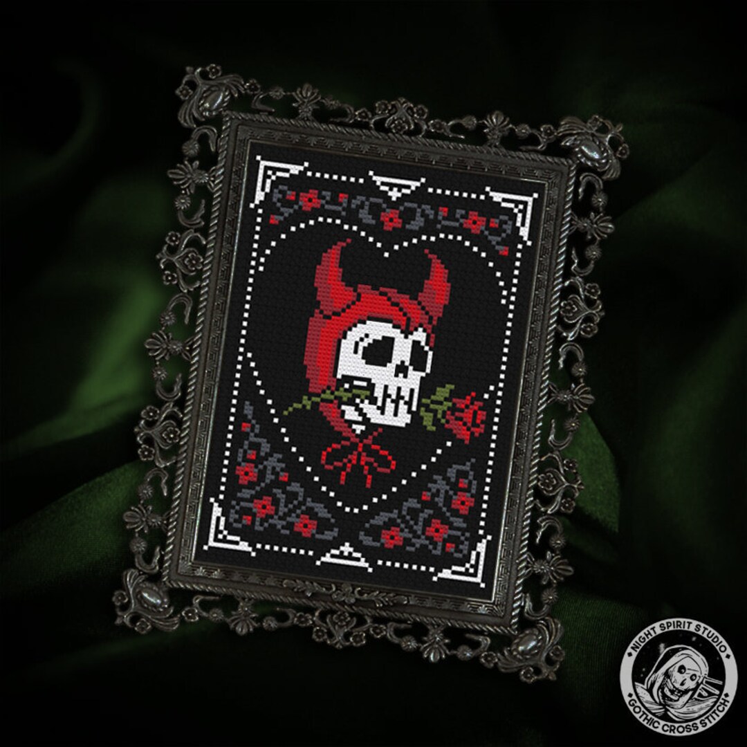 Unholy Admirer Gothic Cross Stitch Pattern Devil Cross Stitch Satanic ...