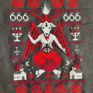Satanic Baphomet Cross Stitch Pattern | Gothic Sampler (PDF) image 2
