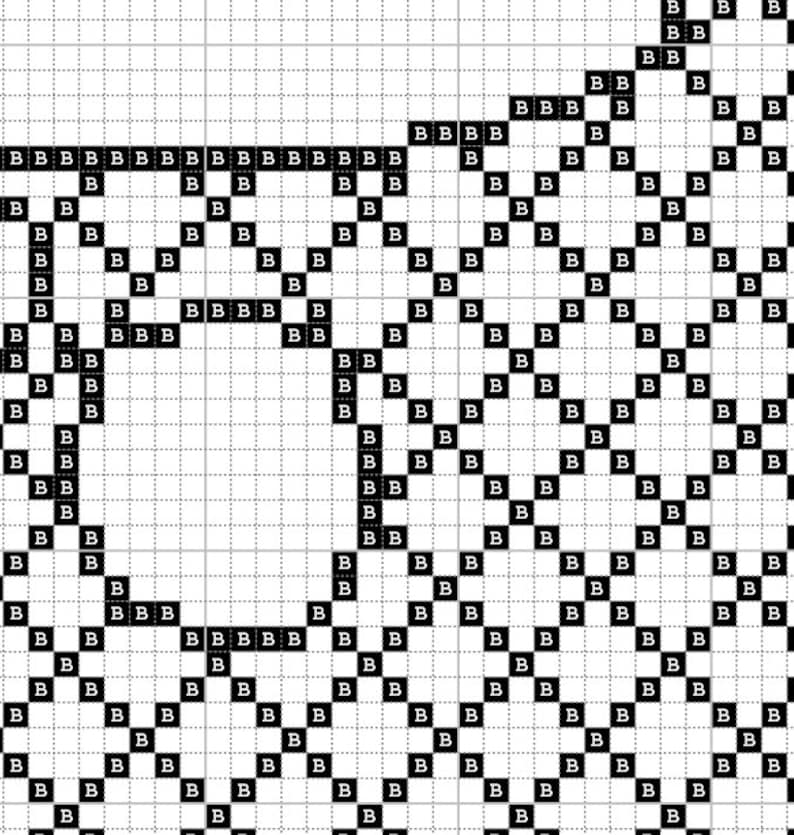 May include: Black and white pixel art design with a geometric pattern. The design is made up of small squares arranged in a repeating pattern.