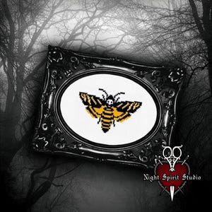 Death's Head Moth Cross Stitch Pattern — Gothic Horror Entomology (PDF)