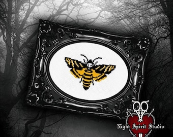 Death's Head Moth Cross Stitch Pattern | Gothic Horror Entomology (PDF)