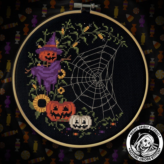 Jackolantern Moon Gothic Cross Stitch Pattern Halloween Etsy