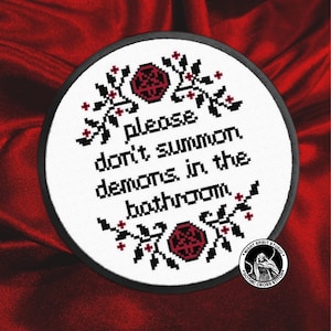 Please Don't Summon Demons Cross Stitch Pattern | Funny Gothic Decor (PDF) image 2