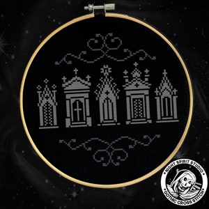 Gothic Mausoleums - Gothic Cross Stitch Pattern - Victorian Cross Stitch - Graveyard Cross Stitch - Mourning - Haunted - Ghost - Digital PDF