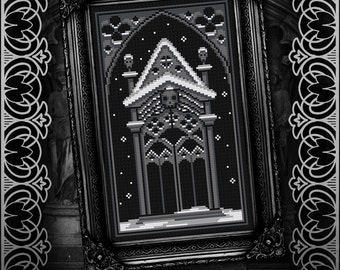 Winter Mausoleum  Part 2 - Gothic Cross Stitch Pattern - Goth Cross Stitch - Graveyard Cross Stitch - Cemetery, Snow, Holiday - Digital PDF