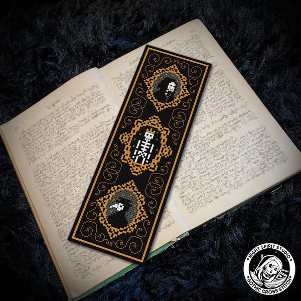 Facing Mortality Cross Stitch Bookmark Pattern - Gothic Cross Stitch Pattern  - Cross Stitch Bookmark - Memento Mori - Death - Digital PDF