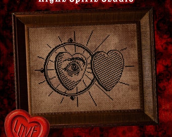 Gothic Eye Cross Stitch Pattern: Occult Woodcut Design (Digital PDF)