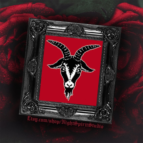 Evil Goat Head Satanic Bapohomet Gothic Cross Stitch Pattern 8 - Etsy Sweden