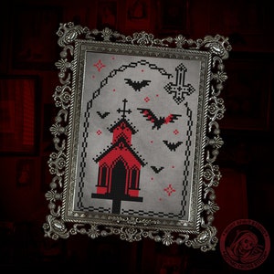 Satanic Bat House Cross Stitch Pattern — Gothic Victorian Design (PDF)