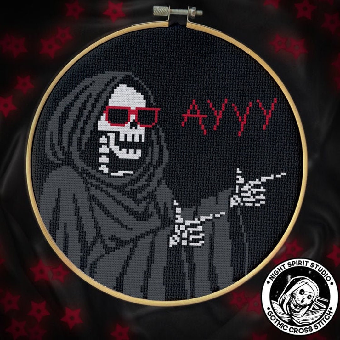 Cool Dude Grim Reaper Gothic Cross Stitch Pattern Skeleton - Etsy