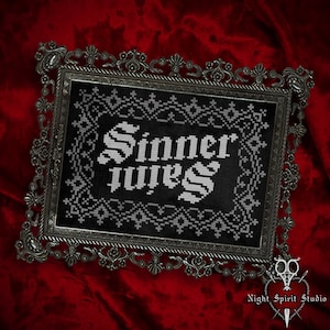 Gothic Sinner Saint Cross Stitch Pattern: Spooky Goth Decor (Digital PDF)