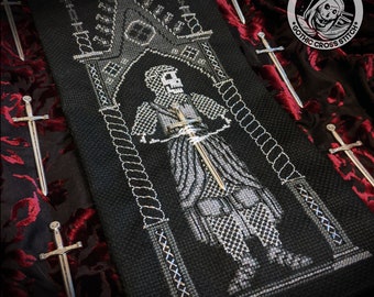 Skeleton Knight Cross Stitch Pattern | Medieval Tomb Effigy (PDF)
