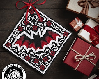 Gothic Bat Ornament - Gothic Cross Stitch Pattern - Gothic Christmas - Gothic Ornament - Goth Cross Stitch - Victorian Mourning - PDF