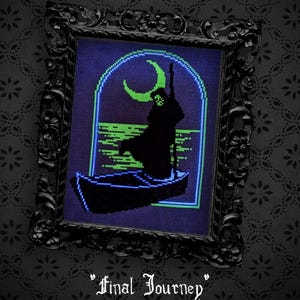 Gothic Grim Reaper Cross Stitch Pattern — Final Journey, Glow in the Dark (PDF)