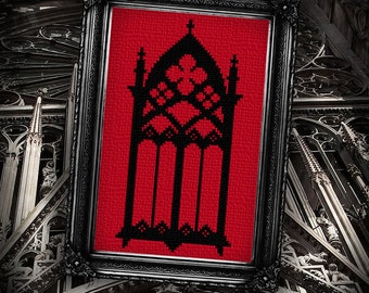 Gothic Cathedral Window - Gothic Cross Stitch Pattern - Gothic Architecture - Goth Arch - Victorian Cross Stitch - Halloween Cross Stitch