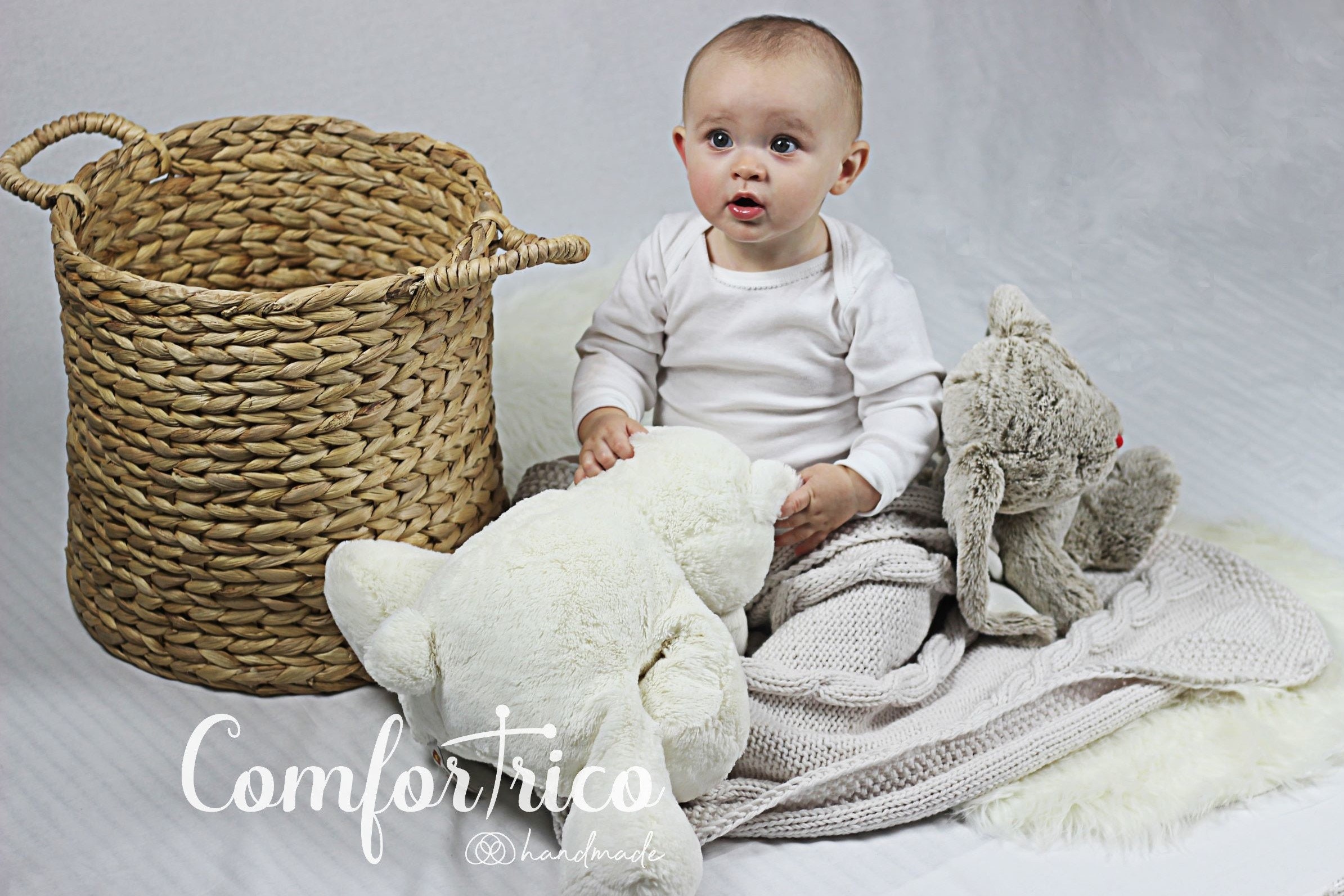 Couverture Bébé Tricotée Laine Couverture Décorée Tresses Unisexe Nouveau-Né Douceur