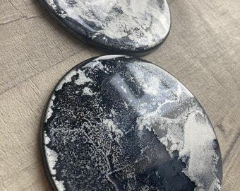 Set of 2: Black, Grey & Silver Coasters