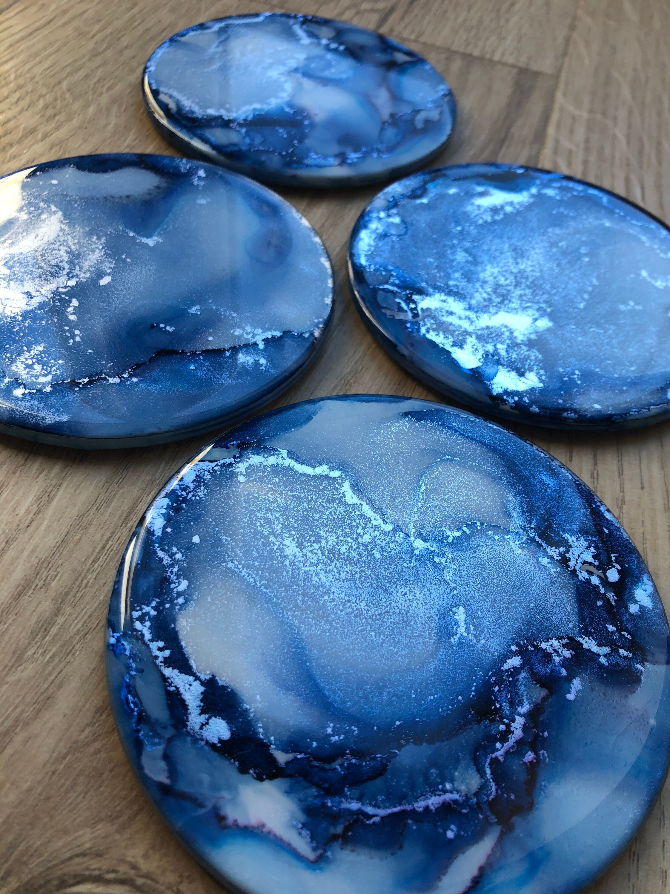 Navy Blue & Silver Coasters