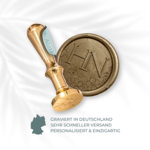 SEALED® Siegelstempel Personalisiert | Hochzeit & Save the Date Wachssiegel | Custom Monogramm Siegelstempel Mit Wunsch Initialen "Hannah"