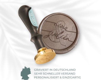 SEALED® Personalisierter Siegelstempel &quot;Hailey&quot; mit euren Namen - Hochzeit & Save The Date - Individuelle Wachssiegel - Jetzt anpassen!