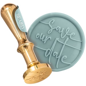 SEALED® Edler Siegelstempel mit 'Save Our Date' Motiv - Briefsiegel zur Herstellung von Wachssiegel
