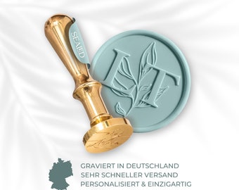 SEALED® Siegelstempel personalisiert mit Wunsch-Initialen, Ideal für Hochzeiten, 2 Buchstaben, Wachssiegel-Stempel - Modell 'Beatrice'