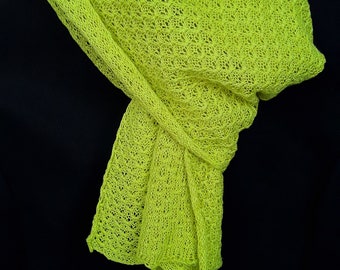 Linen Silk Scarf, Yellow Scarf Women's, Knit Natural Shawl Wrap, Summer Accessories Gift