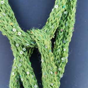Skinny scarf women, Knit boho scarf handmade, Glitter scarf girlfriend  gifts