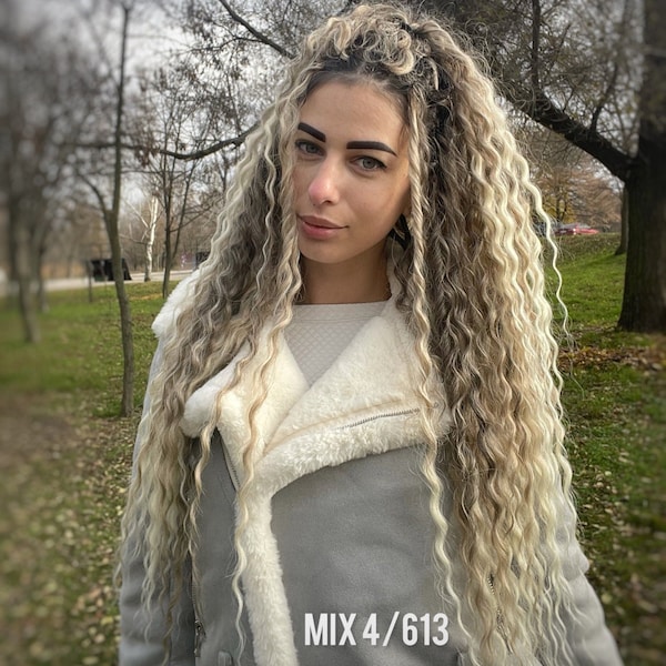 Blonde synthetische lockige Dreads Haarverlängerungen Doppelendige Dreadlocks Dreads-Erweiterungen Komplettes Set Lockige Perücke Faux Dreads Lok