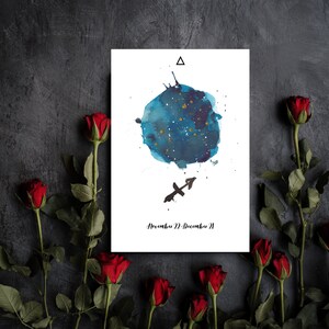 SCHÜTZE, ZEICHEN druckbares Poster, Sternzeichen Konstellation, Sternbild Karte für Schütze, Celestial Art, personalisiertes Sternzeichen Geschenk