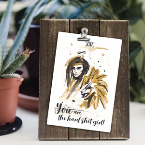 THE STRENGTH, Tarot card printable poster, Mindfulness quoted tarot Art, Hand painted tarot Art