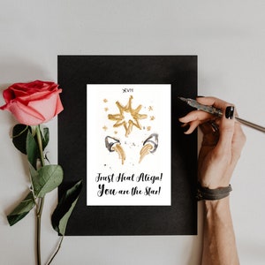 The Star tarot card poster, The STAR tarot card, Star card poster, Handmade Paint, Tarot Deck&#39;s poster, star wall print