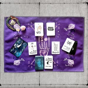 ALTAR KIT including 3 decks, Tarot Deck with Guidebook, Tarot deck wit cats, Oracle Deck, Carding cloth, Tarot cards deck, Bundle tarot deck