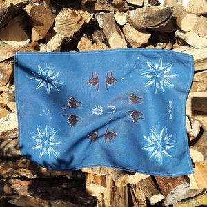 Tissu pour tarot bleu, tissu de tarot pour toutes les cartes de tarot, tissu d'autel, tissu rituel, cadeau de grand-mère, grand 27,16 x 31,29 pouces, toile imprimée