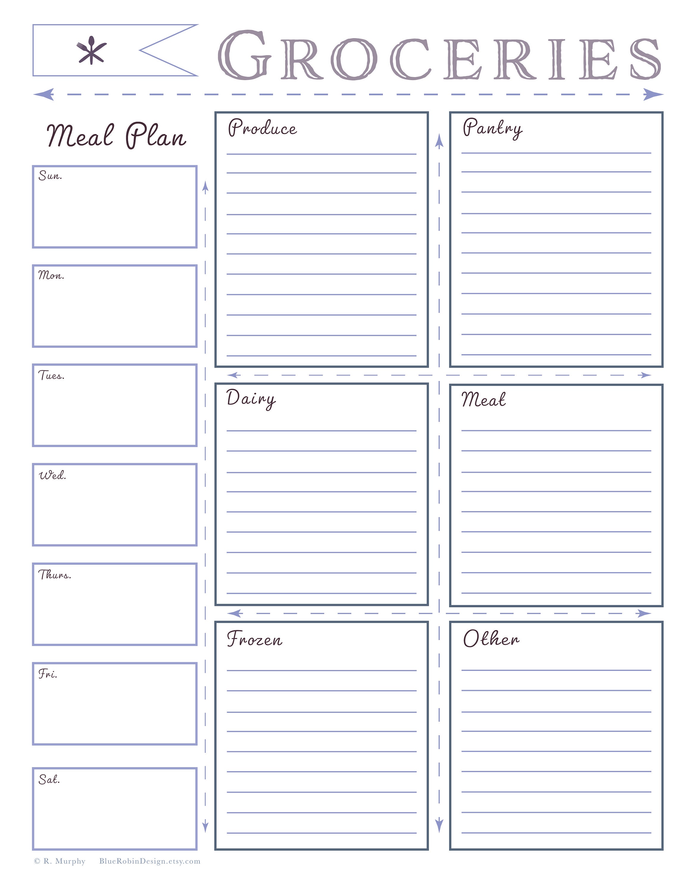 Printable Grocery List and Weekly Meal Planner | Print at Home ...