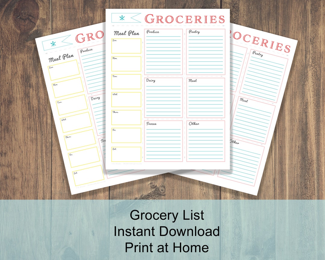 Printable Grocery List and Weekly Meal Planner | Print at Home ...