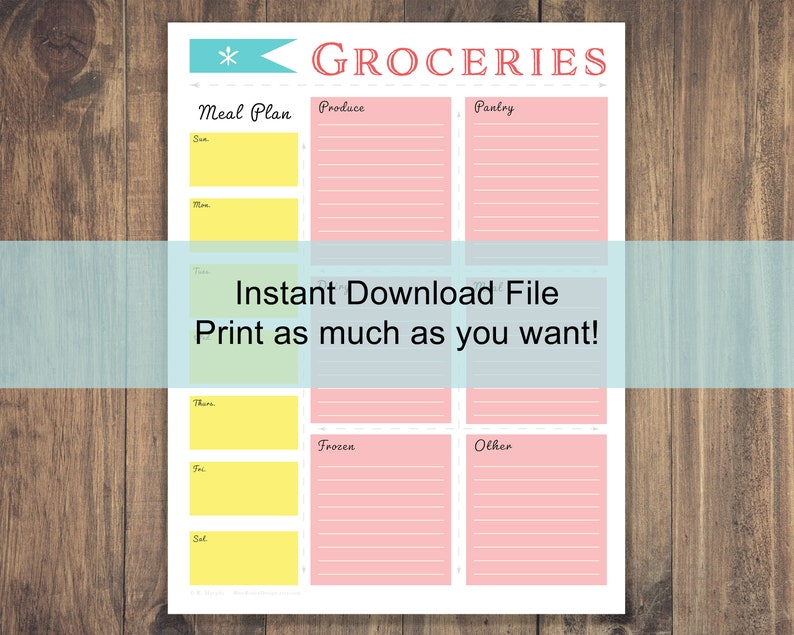 Printable Grocery List and Weekly Meal Planner | Print at Home ...