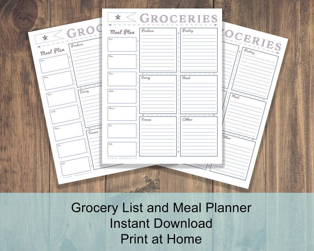 Printable Grocery List and Weekly Meal Planner | Print at Home ...