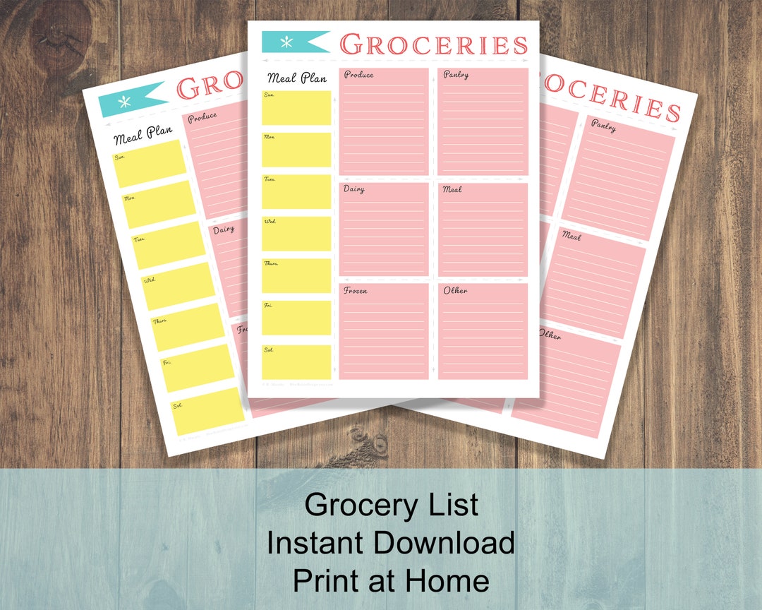 Printable Grocery List and Weekly Meal Planner | Print at Home ...