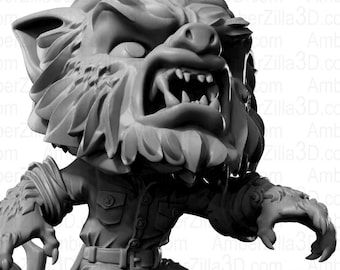 Wolfman Chubhead à collectionner - Mini statue pour les fans de films de monstres classiques - Décoration d'horreur effrayante