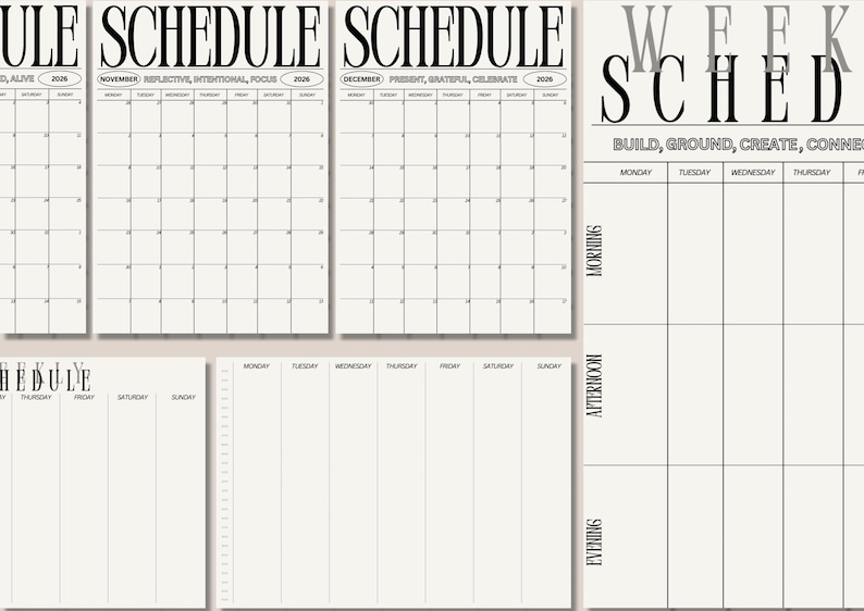 December Header Printables Planner Schedule Weekly Monthly 2026 Diary October November December ...