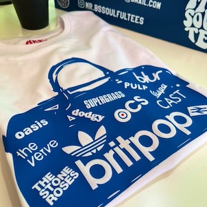 Britpop inspired organic cotton t shirt