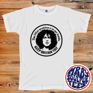 1970s Keep Britain tidy ad campaign with Marc Bolan, organic cotton t shirt