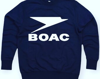 BOAC airlines organic cotton sweatshirt 1960s inspired